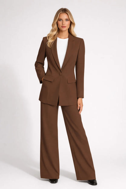 Dames Set - Getailleerde Blazer met Wijde Broek | Elegant