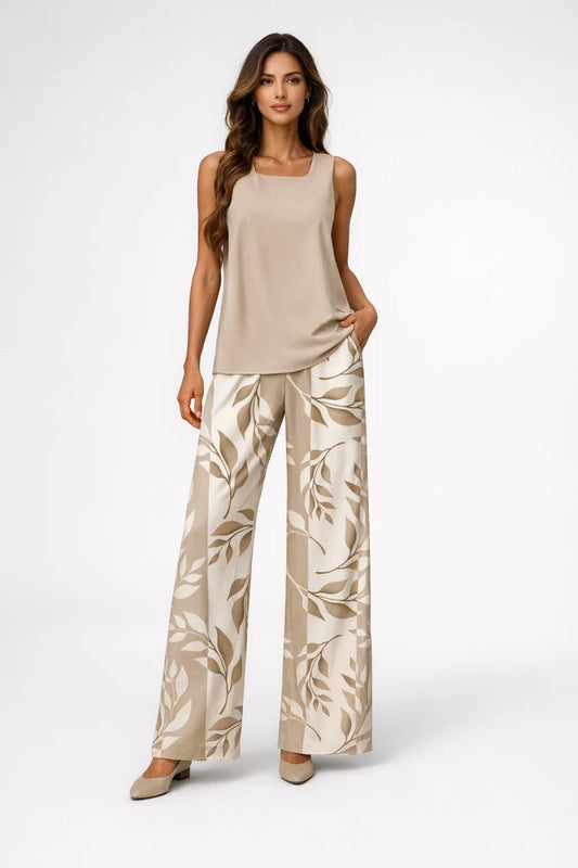 Dames Set - Mouwloze Top met Wijde Palazzo Broek | Elegant