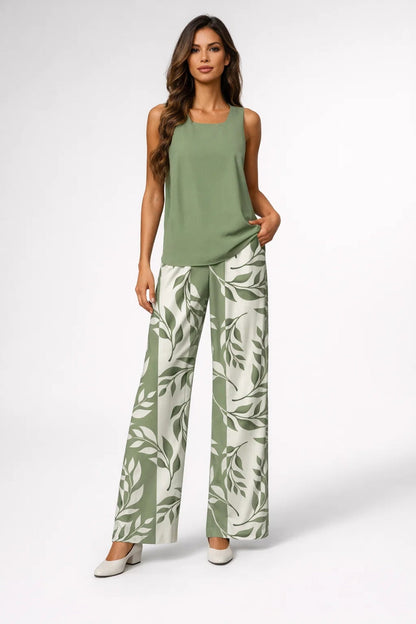 Dames Set - Mouwloze Top met Wijde Palazzo Broek | Elegant