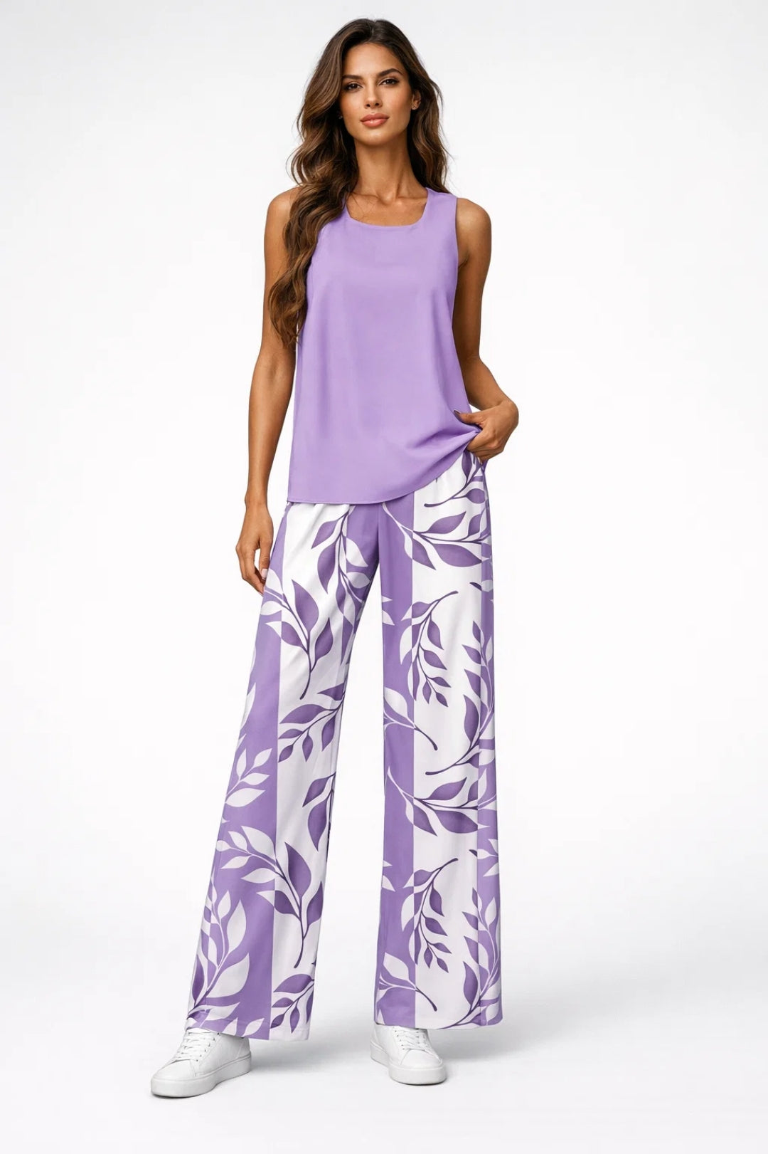 Dames Set - Mouwloze Top met Wijde Palazzo Broek | Elegant