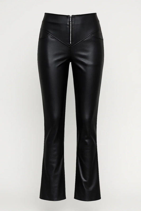 Damesbroek | High-Waist Flared Pasvorm met Ritsdetail | Stijlvol en Stoer voor het Najaar