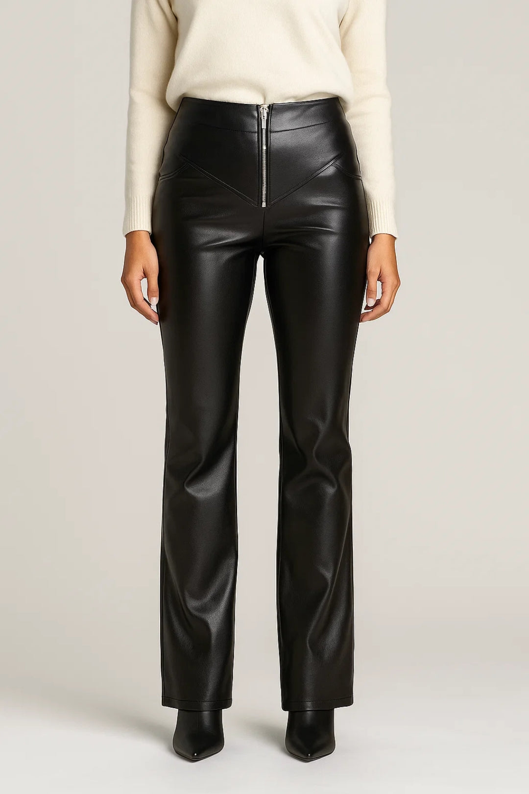 Pantalon Dames - Hoge Taille met Rits | Flared Fit