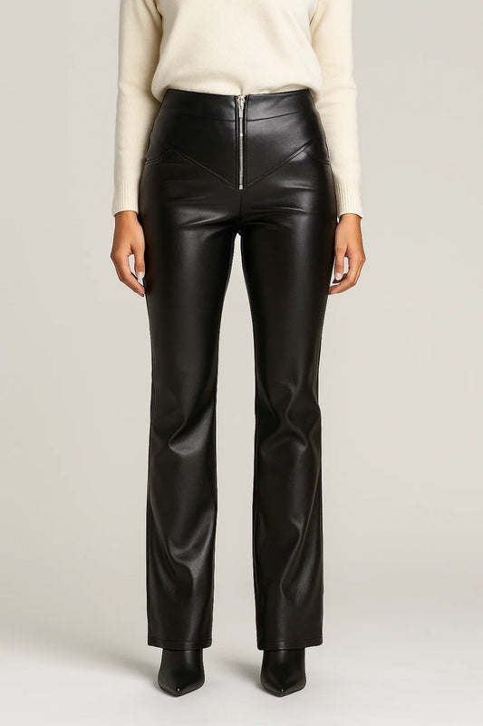 Pantalon Dames - Hoge Taille met Rits | Flared Fit