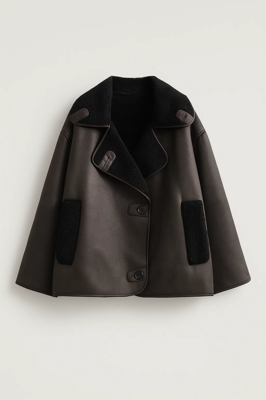 Damesjas | Boxy Model met Faux Shearling Afwerking | Warm en Modern voor Koude Dagen