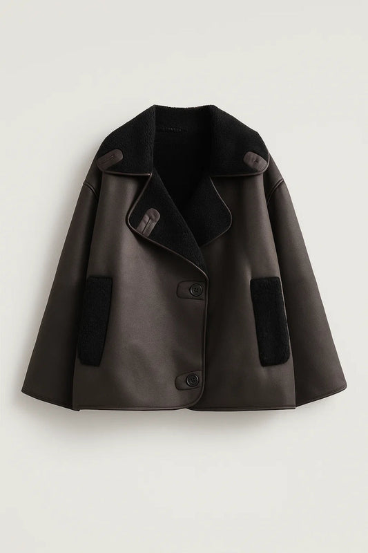 Damesjas | Boxy Model met Faux Shearling Afwerking | Warm en Modern voor Koude Dagen