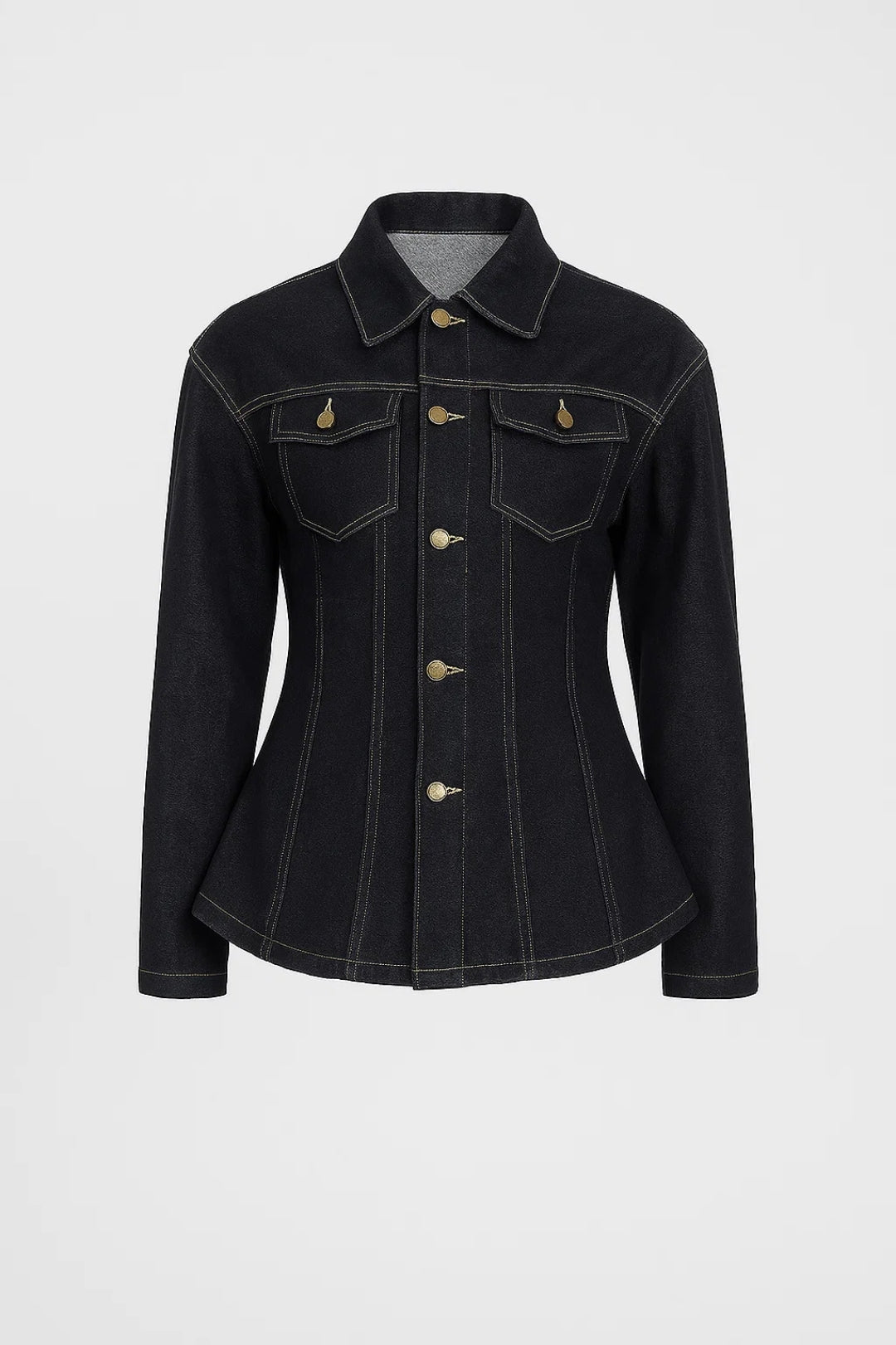 Damesjas | Getailleerd Denim Model met Gouden Knoopsluiting | Casual Chic voor Elk Seizoen