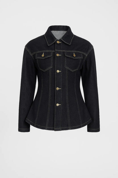 Damesjas | Getailleerd Denim Model met Gouden Knoopsluiting | Casual Chic voor Elk Seizoen