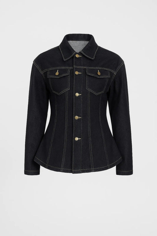 Damesjas | Getailleerd Denim Model met Gouden Knoopsluiting | Casual Chic voor Elk Seizoen