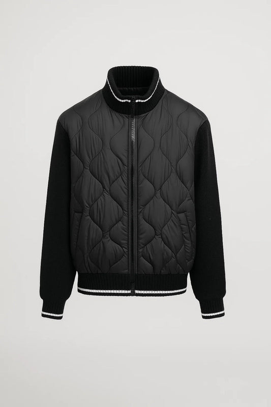 Damesjas | Gewatteerde Jas met Gebreide Mouwen en Ritssluiting | Modern en Comfortabel