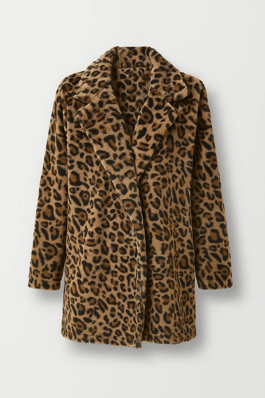 Damesjas | Lange Imitatiebont Jas met Dierenprint | Chic en Comfortabel