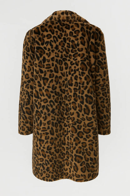 Damesjas | Lange Imitatiebont Jas met Dierenprint | Chic en Comfortabel