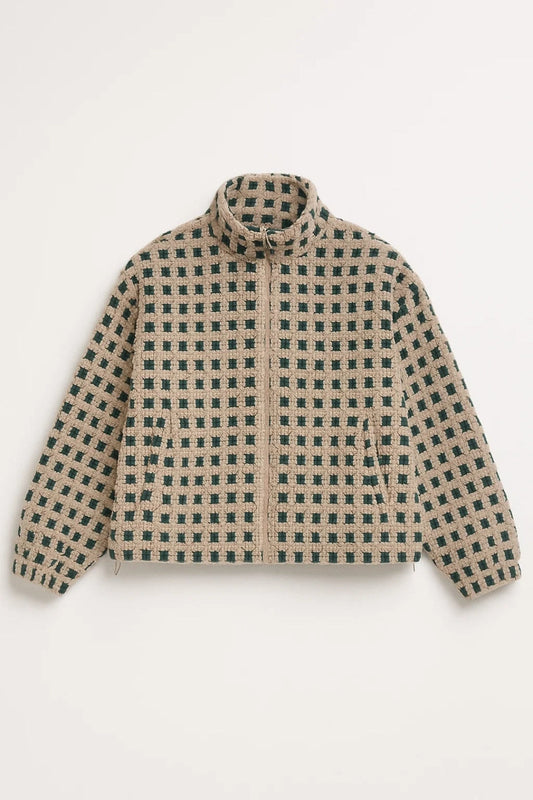Damesjas | Zachte Teddystijl Jas met Ruitstructuur | Warm en Trendy