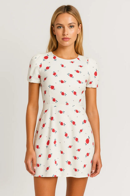 Damesjurk | Korte Fit & Flare met Gebloemd Motief | Vrouwelijk en Licht voor Warme Dagen