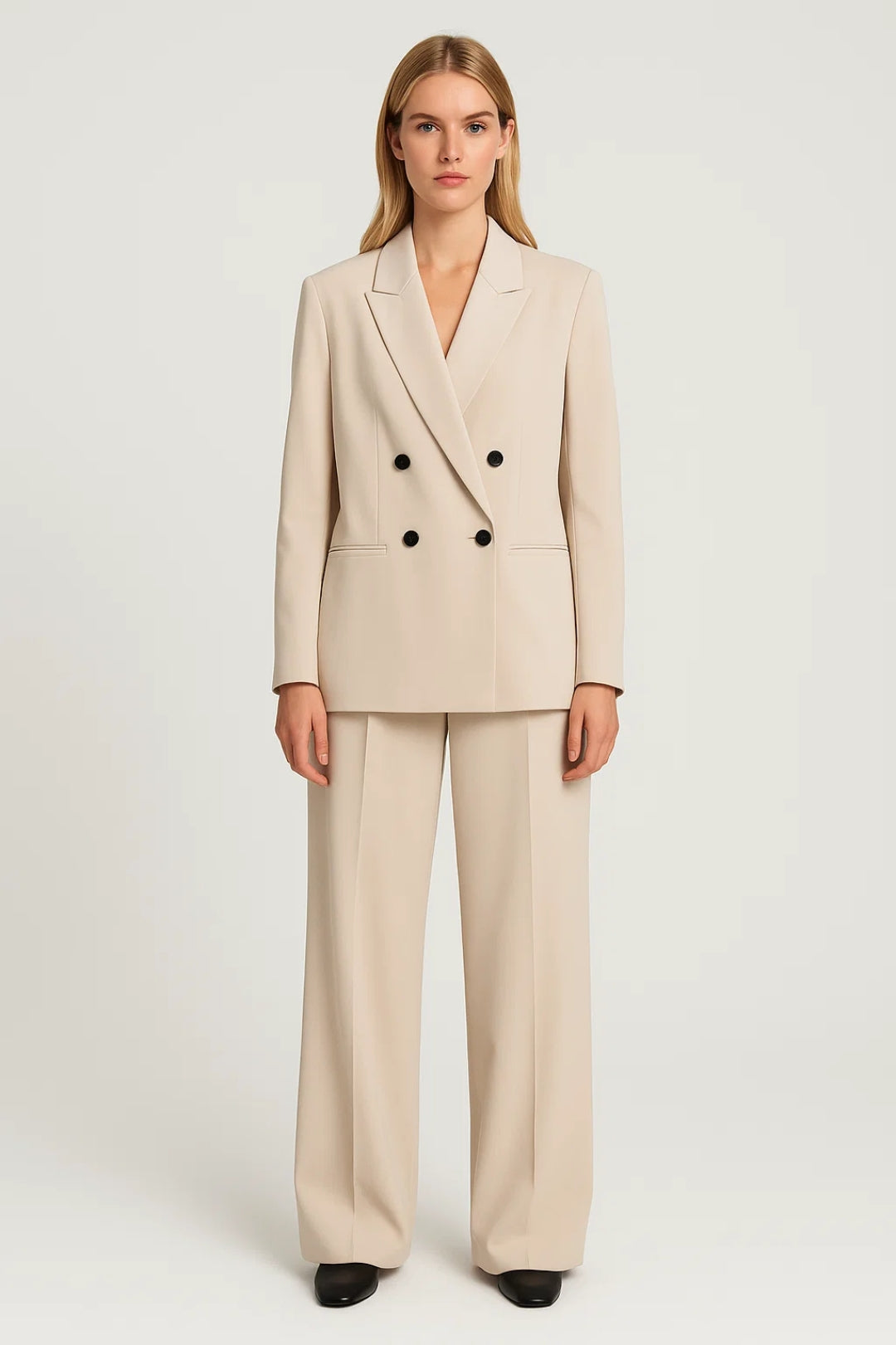 Set Dames | Dubbelrijig | Wide-Leg | All-Season | Comfortabele pasvorm | Geschikt voor dagelijks gebruik