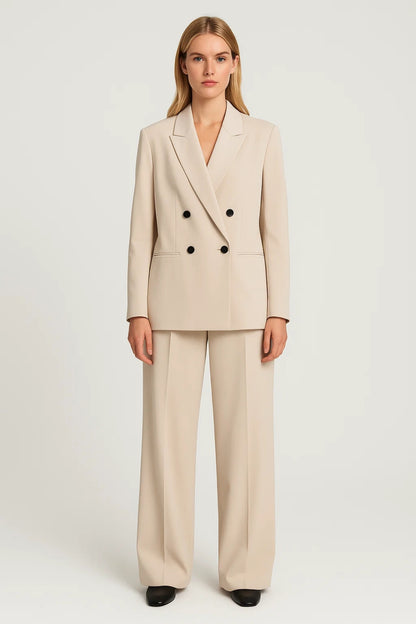 Set Dames | Dubbelrijig | Wide-Leg | All-Season | Comfortabele pasvorm | Geschikt voor dagelijks gebruik