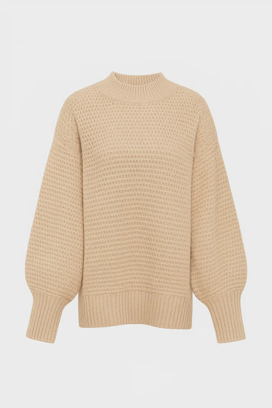 Damestrui | Gebreide Trui met Textuur en Ballonmouwen | Warm en Elegant