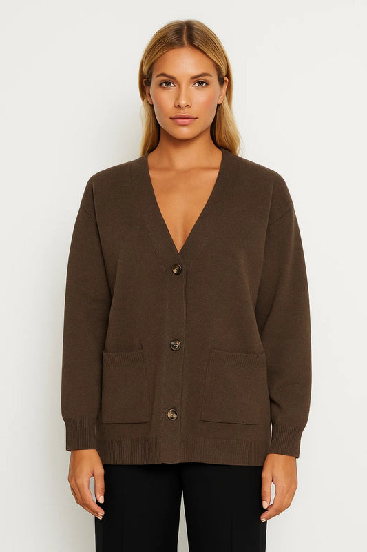 Damesvest | V-Hals met Opgestikte Zakken | Minimalistisch en Gelaagd