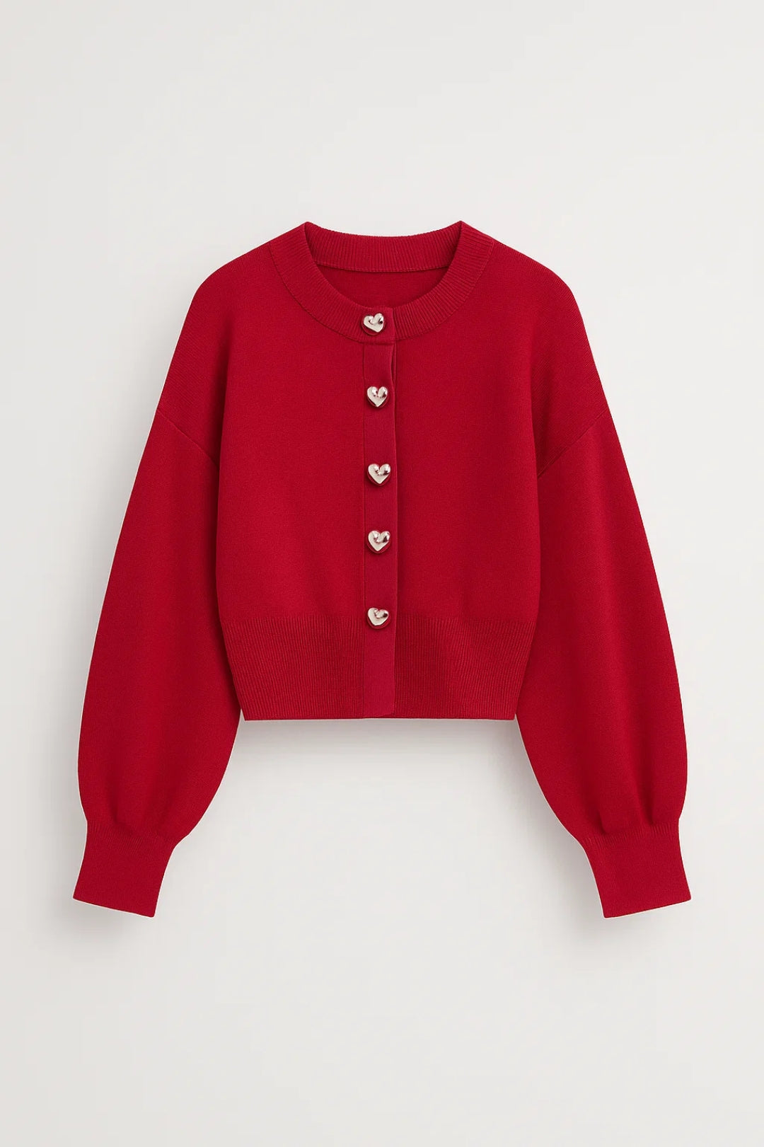 Damesvest met Hartknopen | Ronde Hals | Speels en Warm