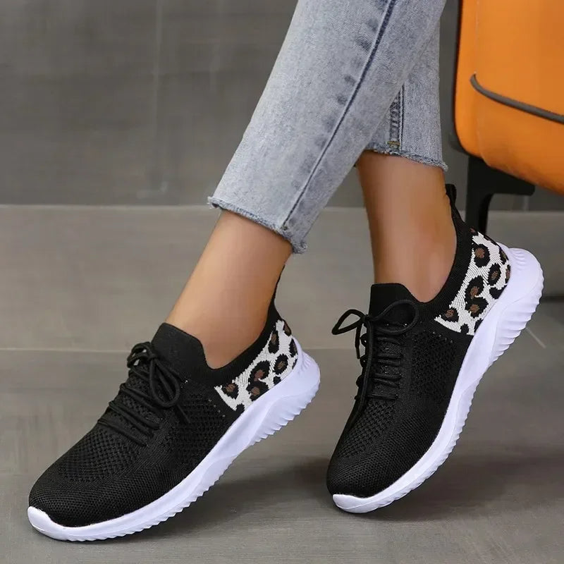Demi - Trendy Orthopedische Sneakers Dames met Luipaardprint en Instapmodel