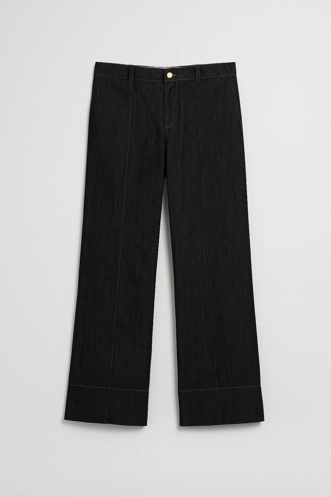 Denim Damespak | Getailleerd Jasje met Wijde Broek | Tijdloos en Elegant