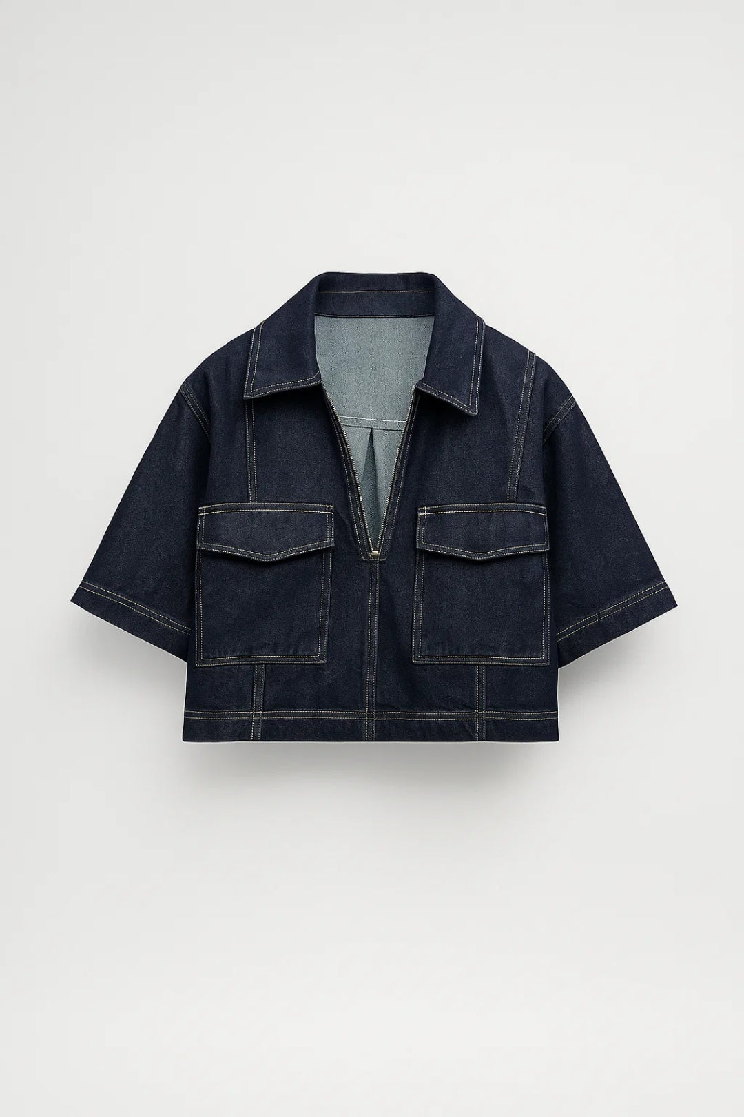 Denim Set Dames | Cropped Blouse en Asymmetrische Rok | Urban en Gedurfd