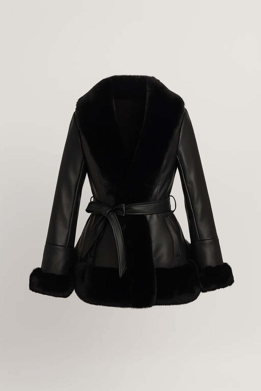 Elegante Damesjas | Getailleerd Model met Ceintuur | Warme Vachtlook Afwerking