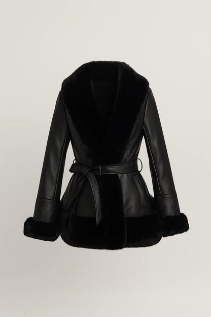 Elegante Damesjas | Getailleerd Model met Ceintuur | Warme Vachtlook Afwerking