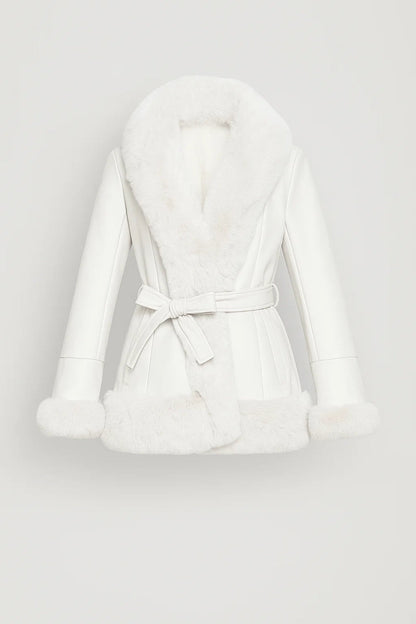 Elegante Damesjas | Getailleerd Model met Ceintuur | Warme Vachtlook Afwerking