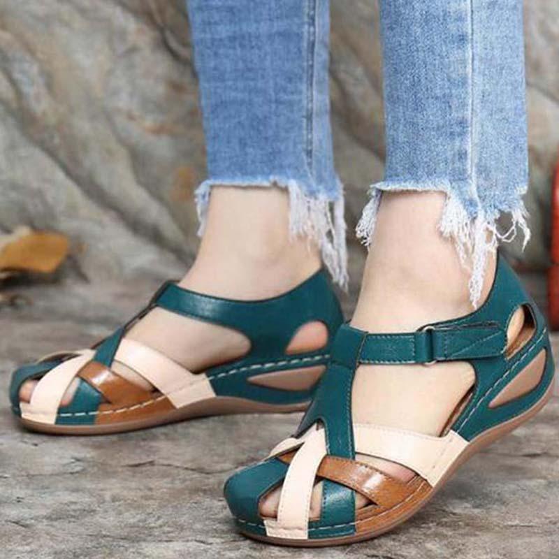 Esmée - Vintage Orthopedische Sandalen Dames met Gesloten Neus en Kruisbandjes