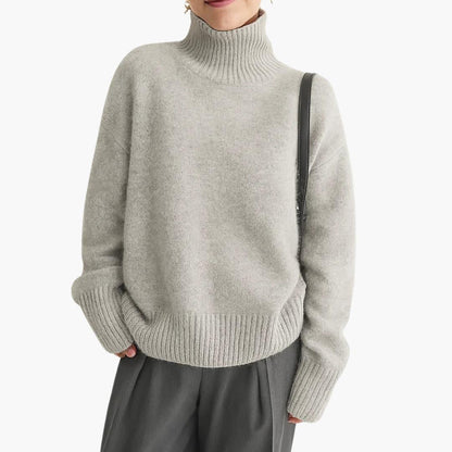 Eva - Coltrui dames oversized en warm gebreid met lange mouw en ribboord