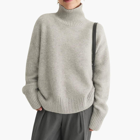 Eva - Coltrui dames oversized en warm gebreid met lange mouw en ribboord