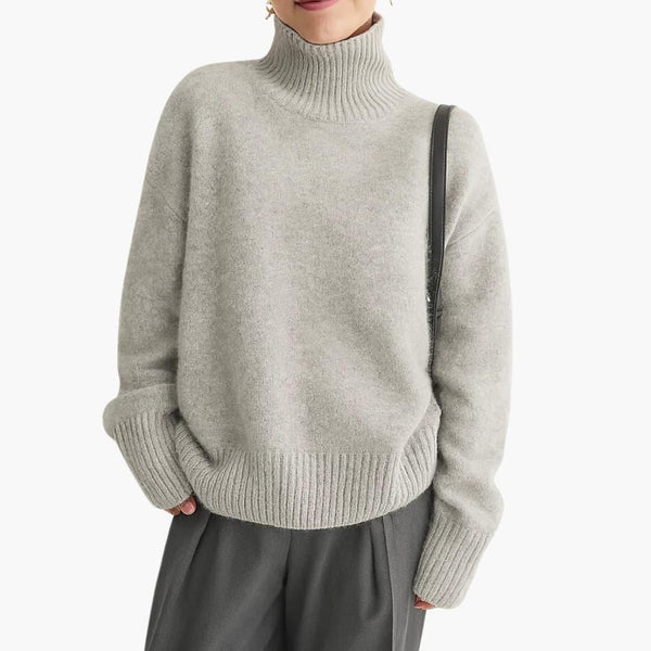Eva - Coltrui dames oversized en warm gebreid met lange mouw en ribboord