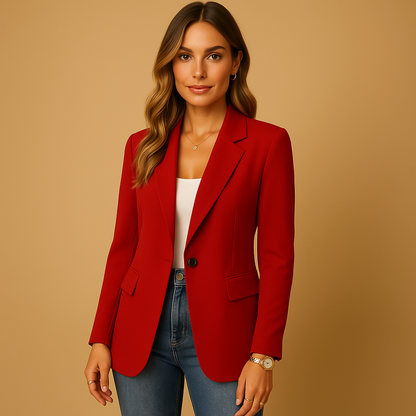 Eva - Dames Blazer voor de Herfst met Reverskraag en Enkele Knoopsluiting