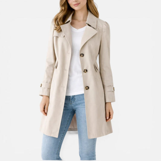 Eva - Dames Trenchcoat voor de Herfst met Lichte Pasvorm en Knoopsluiting