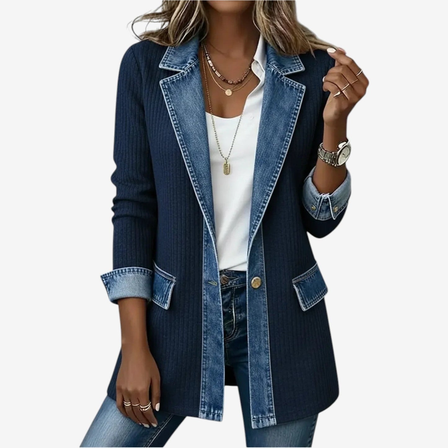 Eva - Dames Vest Lang Comfort voor de Herfst met Reverskraag en Zakken