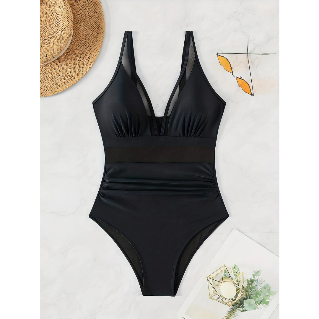 Eva - Elegante Badpak Dames met Diepe V-hals en Hoge Taille