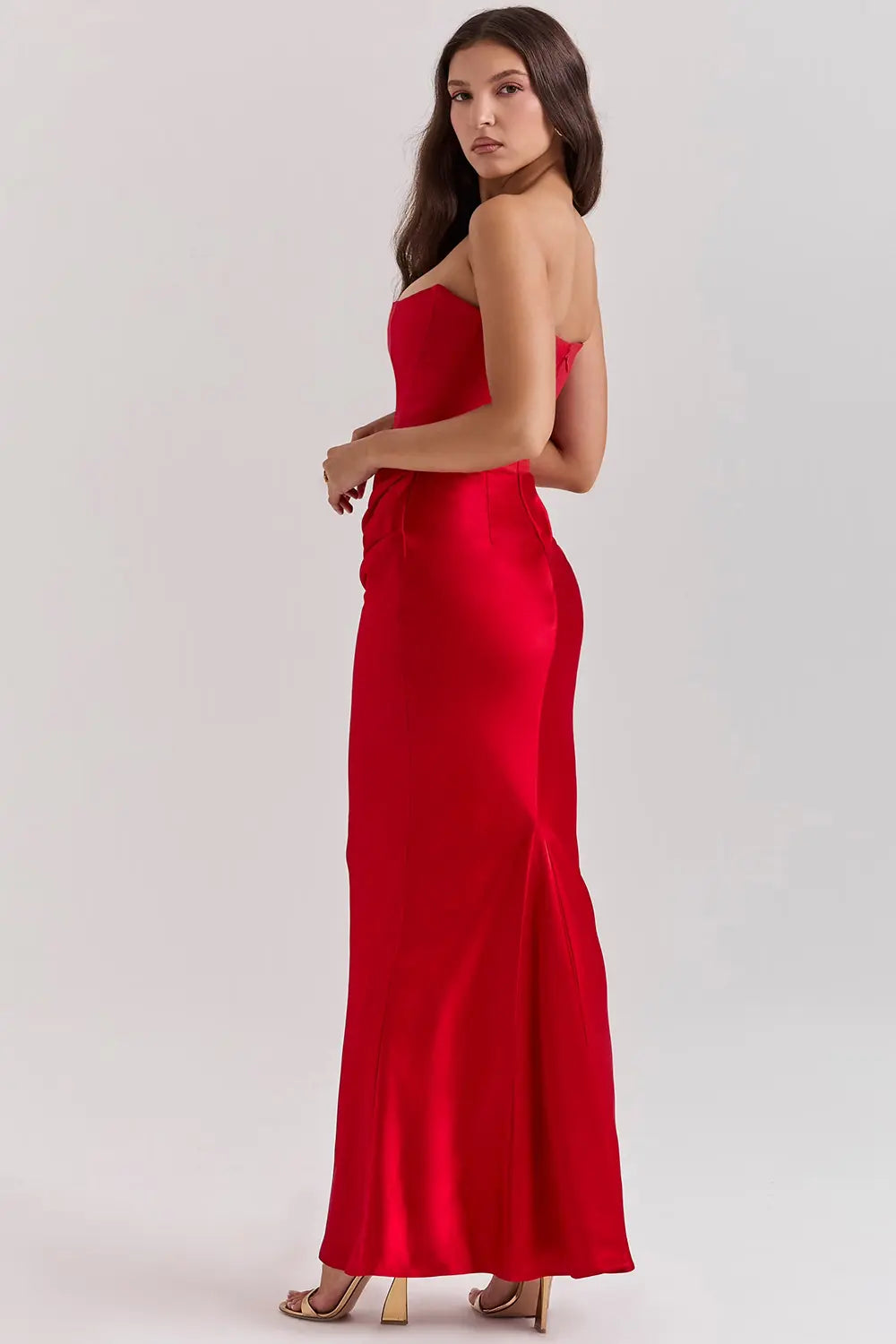 Eva - Elegante Bruiloft Gastenjurk Dames Strapless Corset met Geplooide Maxi Rok