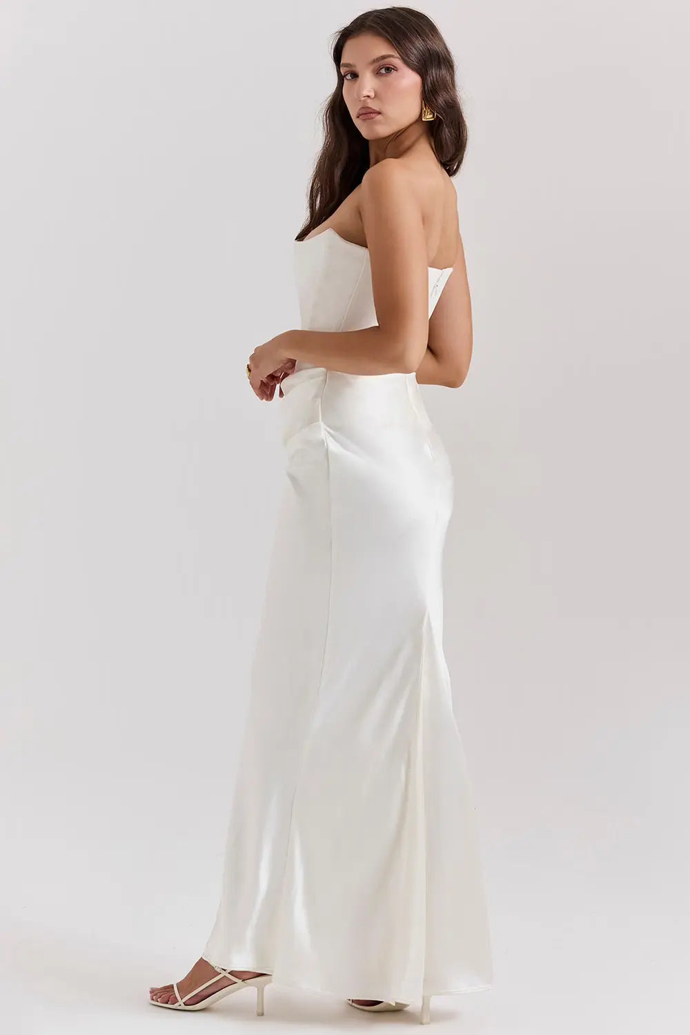 Eva - Elegante Bruiloft Gastenjurk Dames Strapless Corset met Geplooide Maxi Rok
