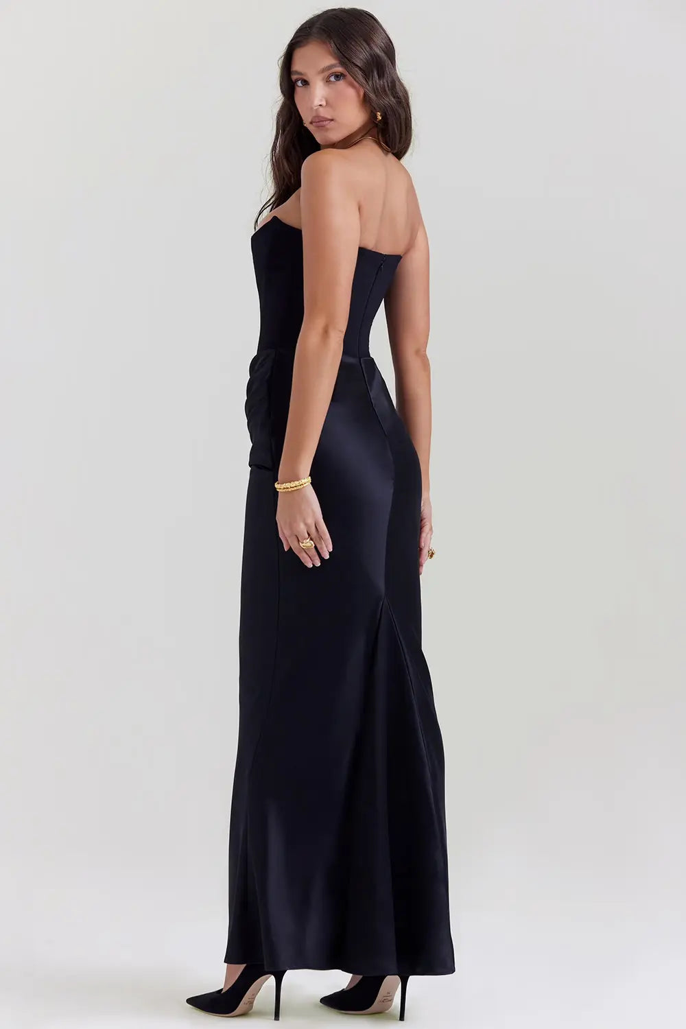 Eva - Elegante Bruiloft Gastenjurk Dames Strapless Corset met Geplooide Maxi Rok