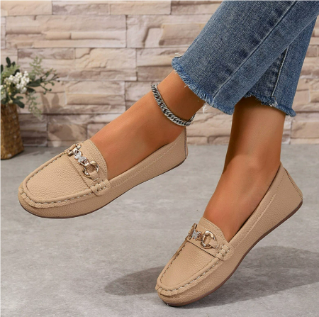 Eva - Elegante Comfort Loafers Dames met Gouden Bitgesp en Zachte Pasvorm