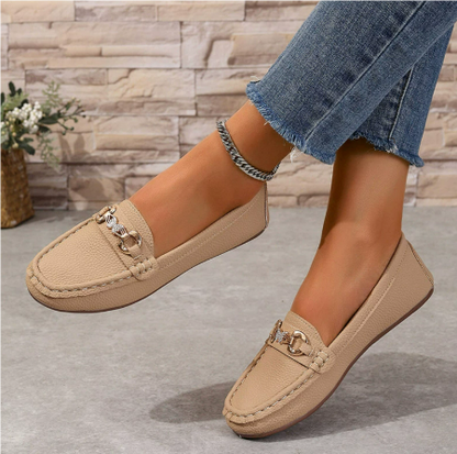 Eva - Elegante Comfort Loafers Dames met Gouden Bitgesp en Zachte Pasvorm