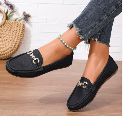 Eva - Elegante Comfort Loafers Dames met Gouden Bitgesp en Zachte Pasvorm