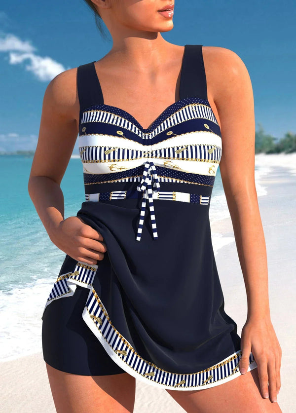 Eva - Vrolijke Badpak Jurk Dames met Sweetheart Hals en Etnische Print