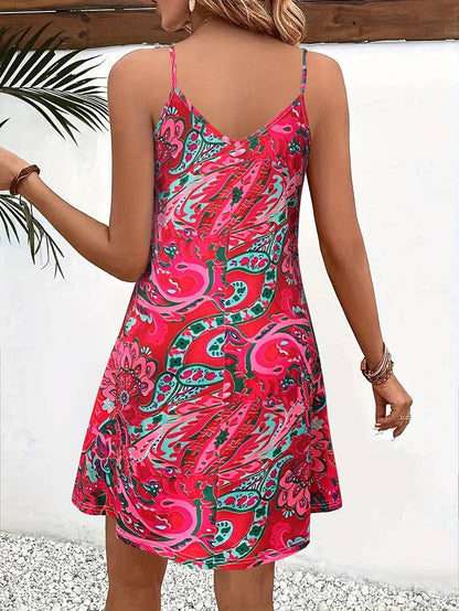 Femke - Boho Zomerjurk Dames met Spaghettibandjes en Paisley Print