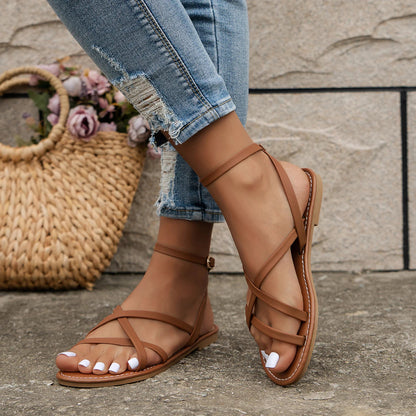 Femke - Casual Sandalen Dames met Gekruiste Bandjes en Enkelsluiting