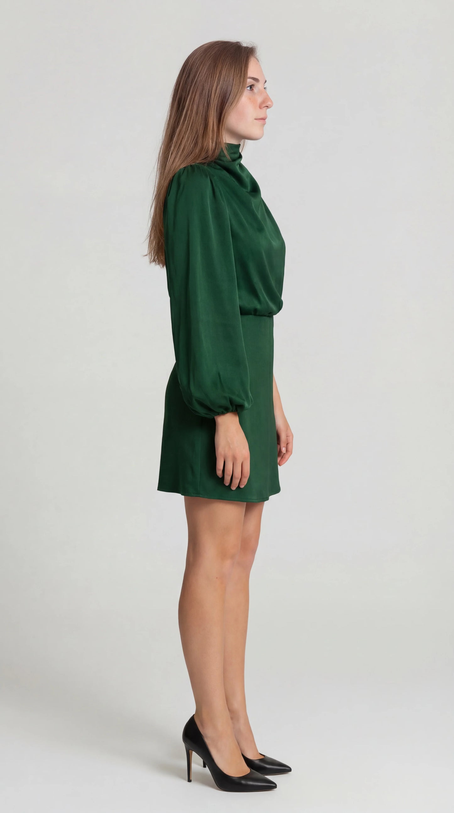 Femke - Chique Herfst Bruiloft Gast Jurk Dames met Asymmetrische Schouder en Lange Mouw