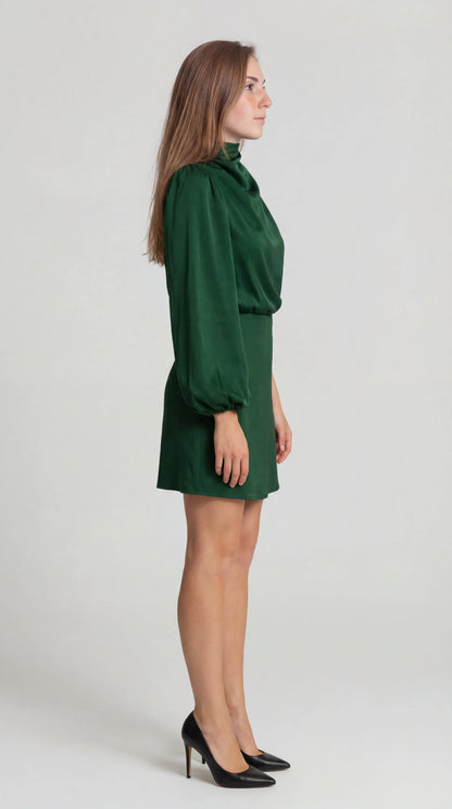 Femke - Chique Herfst Bruiloft Gast Jurk Dames met Asymmetrische Schouder en Lange Mouw