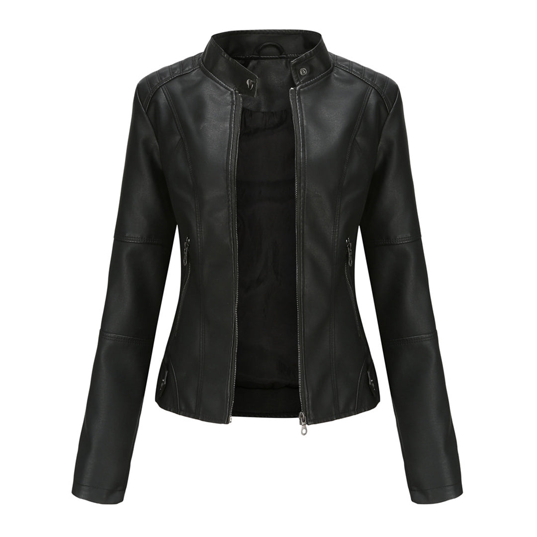 Femke - Dames Biker Jas Leren Stijl voor de Herfst met Ritssluiting