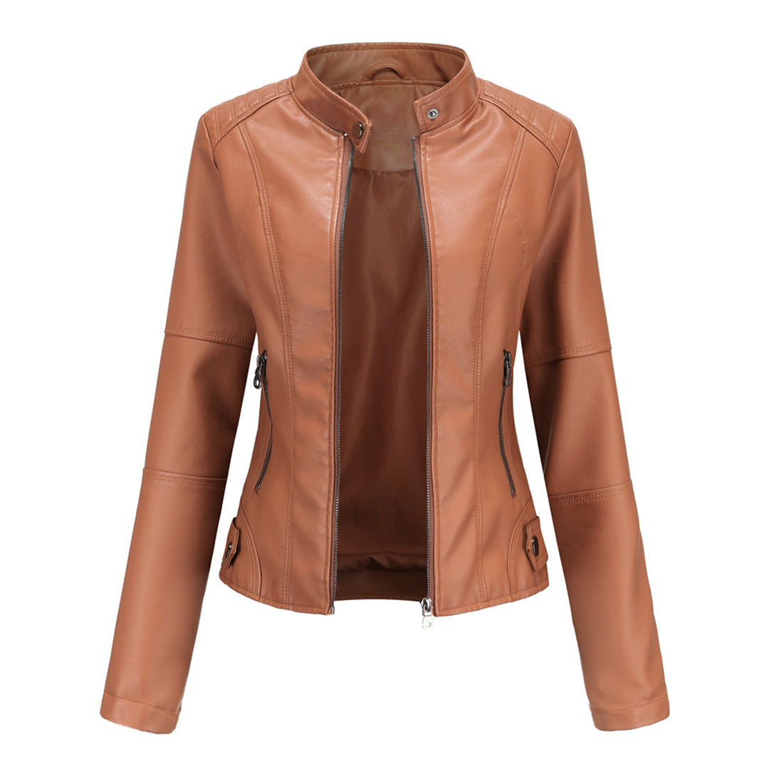 Femke - Dames Biker Jas Leren Stijl voor de Herfst met Ritssluiting