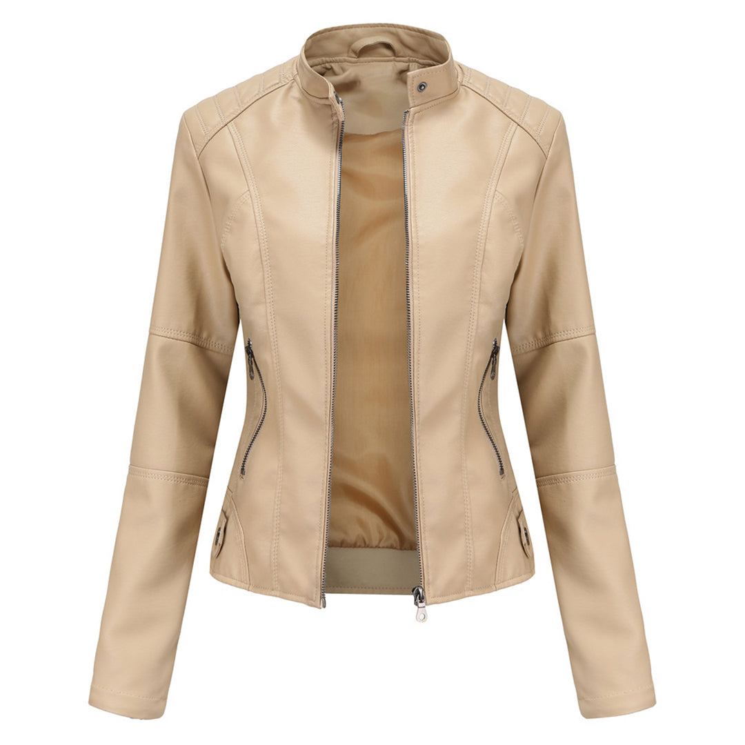 Femke - Dames Biker Jas Leren Stijl voor de Herfst met Ritssluiting